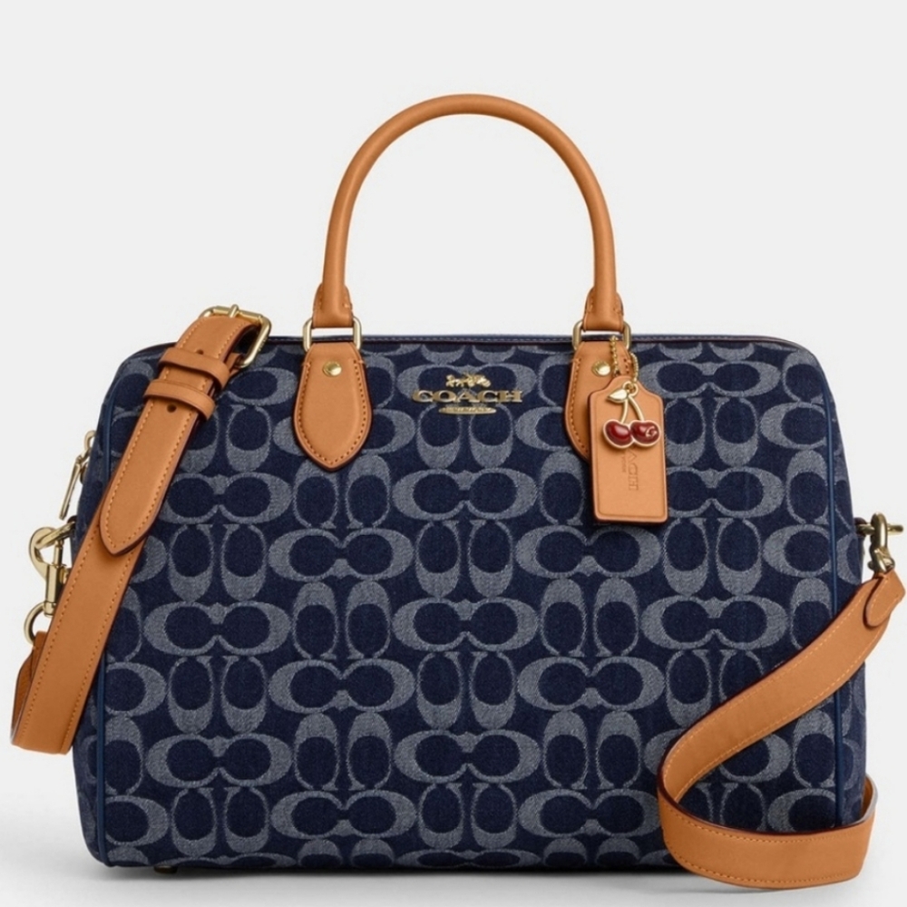 *NEW* ROWAN LARGE COACH DENIM CHERRY SATCHEL BAG 2025 🍒*